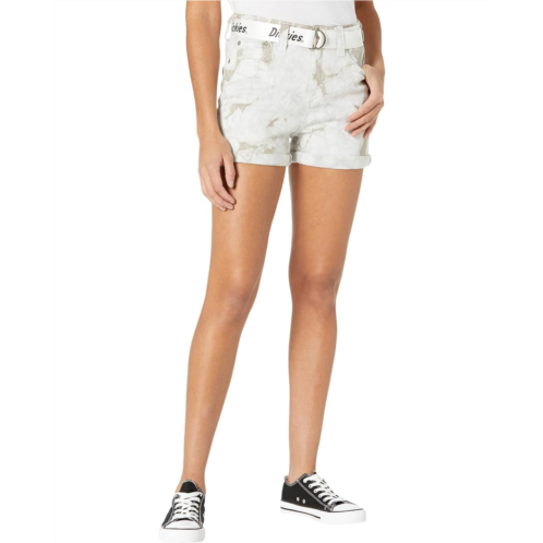 Dickies Juniors High-Rise Five-Pocket Roll Cuff & Logo Printed Web Belt Shorts Fit