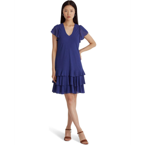 POLO RALPH LAUREN Womens Lauren Ralph Lauren Georgette Drop-Waist Dress