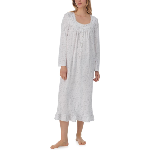 Womens Eileen West Cotton Knit Long Sleeve Long Gown