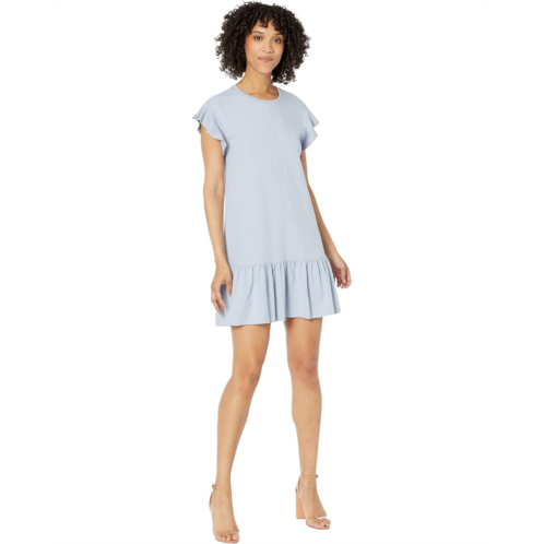 Lilla P Flame Modal Ruffle Sleeve Peplum Dress