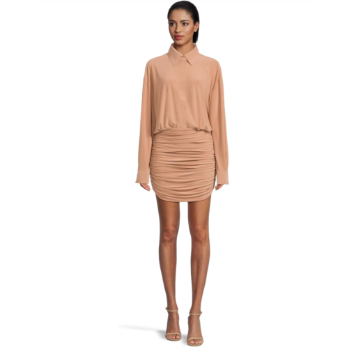 Womens Norma Kamali Oversized Boyfriend NK Shirt Shirred Bottom Mini Dress