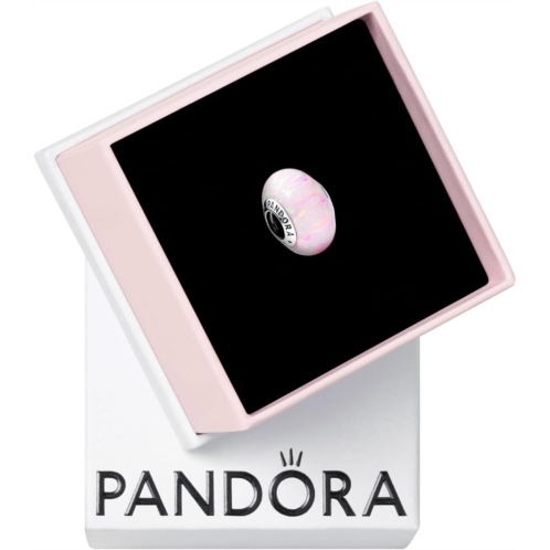 Pandora Opalescent Pink Charm - Compatible Moments - Stunning Jewelry for Women - Great Gift for Her - Sterling Silver with Lab-Created Opal - With Gift Box