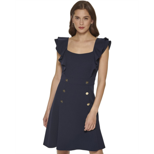 Womens DKNY Double Ruffle Sleeve Dress