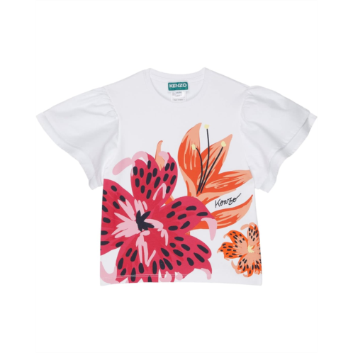 Kenzo Kids Short Sleeve T-Shirt w/ Ruffles Sleeves, Flowers Print (Toddler/Little Kids)