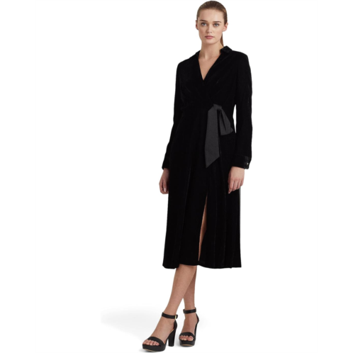 POLO RALPH LAUREN Womens Lauren Ralph Lauren Velvet Surplice Midi Dress