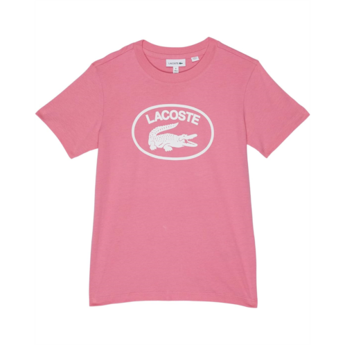 Lacoste Kids Crew Neck Cotton T-Shirt with Croc Print Graphic (Toddler/Little Kids/Big Kids)