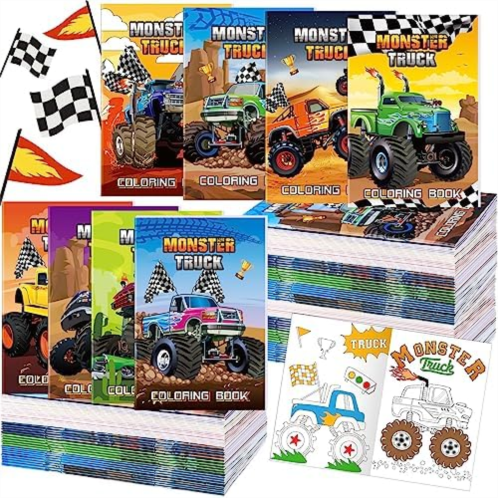 Estune 40 Pcs Coloring Books Party Favor for Kids Coloring Book Set Mini Small Color Booklets Goodie Bag Stuffers Gift Classroom Home (Monster Truck)
