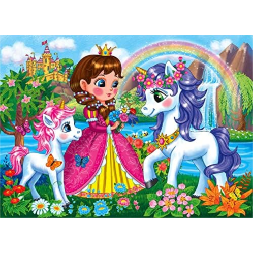 RANSUNN Puzzles for Kids Ages 4-8 Year Old - Princess & Unicorns,100 Piece Jigsaw Puzzle for Toddler Children Learning Educational Puzzles Toys
