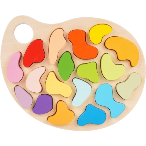 Agirlgle Wooden Color Shape Sorter Puzzle Toy Set - Montessori Toy 18 Colorful Baby Shapes Color Matching Board Sorting Puzzle Palette for Early Preschool Learning Toy, Fine Motor Skills De