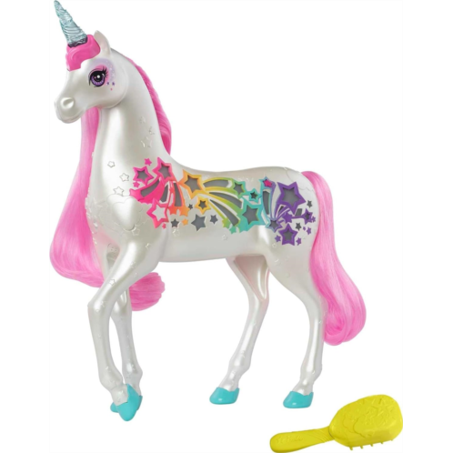 Barbie Dreamtopia Unicorn Toy, Brush n Sparkle Pink and White Unicorn with 4 Magical Lights and Sounds