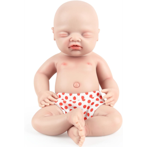 Vollence 12 Full Silicone Reborn Baby Doll Girl Realistic Silicone Full Body Newborn Handmade Stress Relief Toy