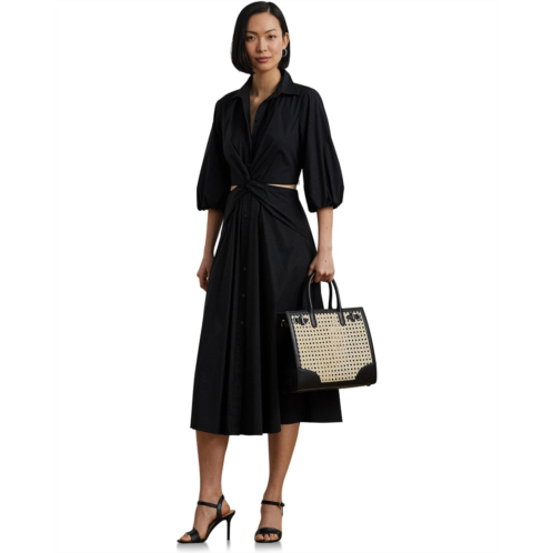 POLO RALPH LAUREN Womens Lauren Ralph Lauren Cotton Blend Bubble Sleeve Shirtdress