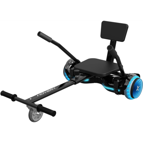 Hover-1 Turbo Hoverboard Combo Seat Attachment Buggy, 7 MPH Top Speed, 6 Mile Range, 400W Motor (2x 200W), 4.5Hr Charge Time, 220lbs Max Weight, Black