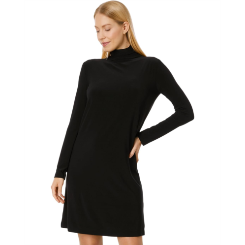 Womens Norma Kamali Long Sleeve Turtleneck Dress To Knee