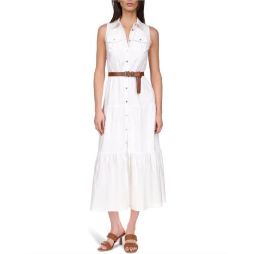 Womens MICHAEL Michael Kors Linen Slub Tiered Dress