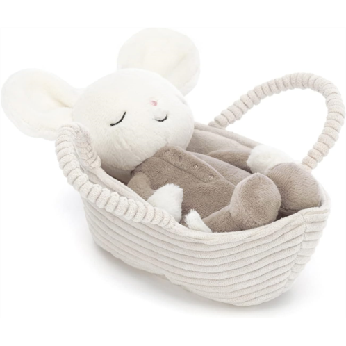 Jellycat Rock-a-Bye Mouse Stuffed Animal with Basket
