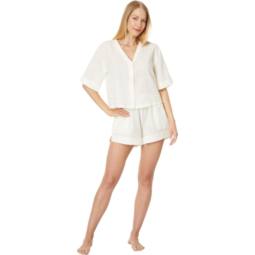 Womens Eberjey Crinkle Woven Short Set