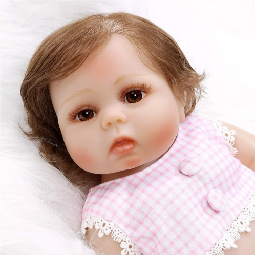 iCradle Full Body Vinyl Reborn Baby Dolls Realistic Soft Silicone 18 Inch Washable Reborn Baby Doll for Girls Xmas and Birthday Gift (Pink)