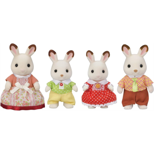 Calico Critters Chocolate Rabbit Family - Set of 4 Collectible Doll Figures for Children Ages 3+