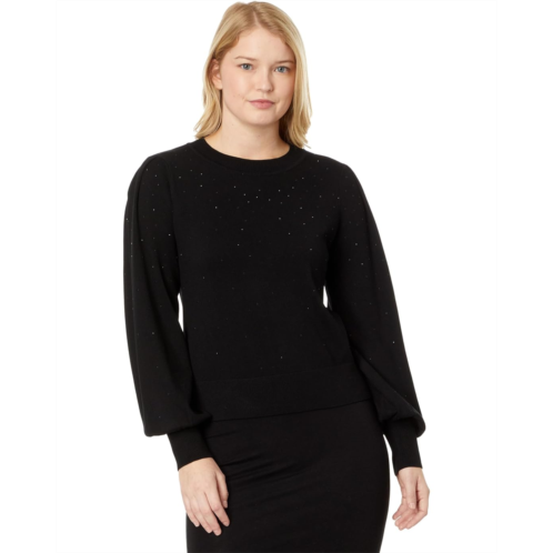 DKNY Long Sleeve Crew Neck Mini Sequin Sweater