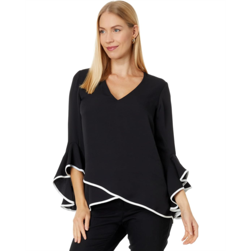 Womens Vince Camuto V-Neck Overlap Blouse