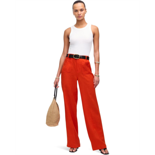 Womens Madewell Patch Pocket Flare - 100% Linen