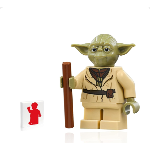 LEGO Star Wars Minifigure from Yodas Hut - Yoda with Staff (75330) with Minifigureland Tile