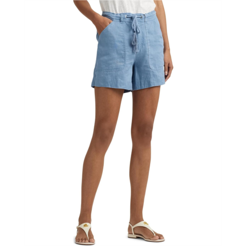 POLO RALPH LAUREN Womens Lauren Ralph Lauren Linen Tassel-Drawcord Shorts