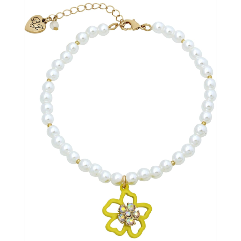 Betsey Johnson Pearl Flower Charm Anklet