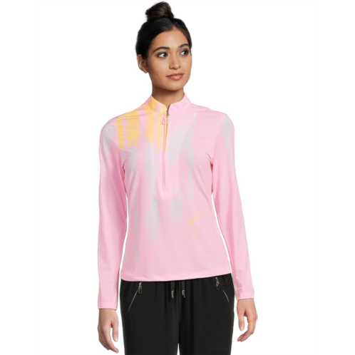 Womens Jamie Sadock Sunsense Kinetic Print Long Sleeve 1/4 Zip Sun Protection Top