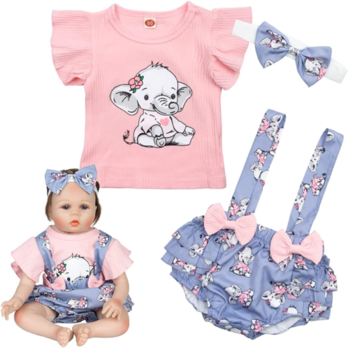 Babyfere Reborn Dolls Baby Girl Clothes 3 Pcs Set Elephant Clothing Accessories for 22 -24 inch Reborn Baby Girl Doll