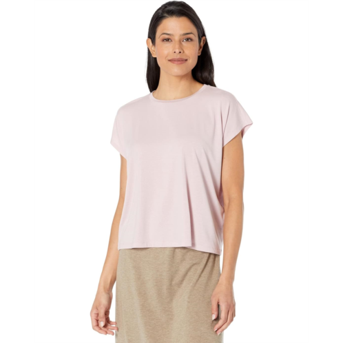 Eileen Fisher Crew Neck Boxy Top in Fine Stretch Jersey Knit