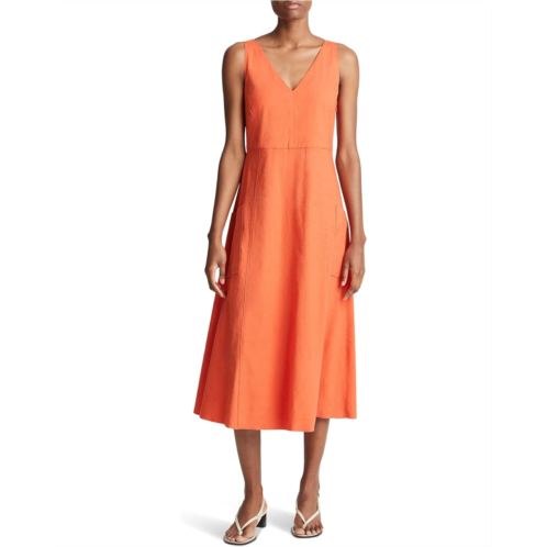 Womens Vince Relaxed V-Neck Pocketed Dress