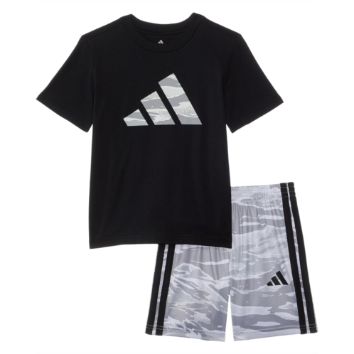 adidas Kids Cotton Tee & Aop Camo Shorts Set (Toddler/Little Kid)