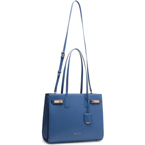 Anne Klein Triple Compartment Minimal Tote with Double Turnlock