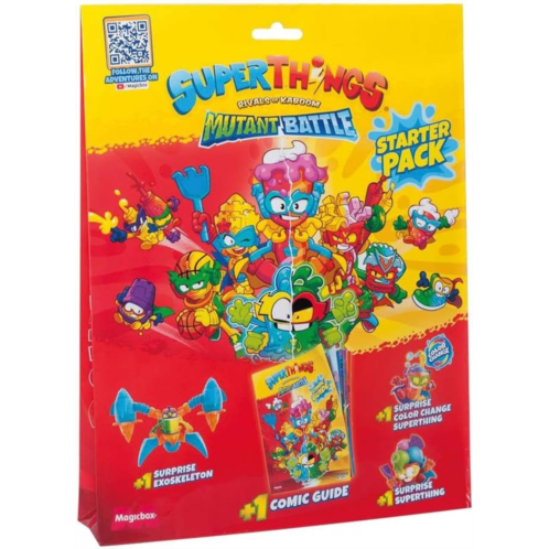 SUPERTHINGS RIVALS OF KABOOM SUPERTHINGS Mutant Battle Series Starter Pack, Magazine Includes a Comic-Guide with The Story of The Mutant Battle Series + 1 Exoskeleton Surprise + 2 SuperThings Surprise