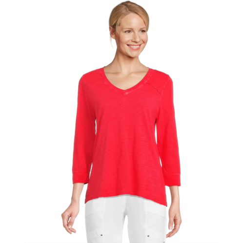 Womens Elliott Lauren Enzyme Wash Jersey - V neck -3/4 Sleeve Tee