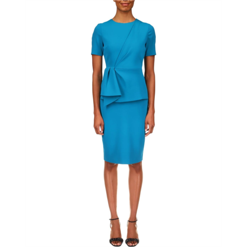 Womens Badgley Mischka Short Sleeve Draped Peplum Dress