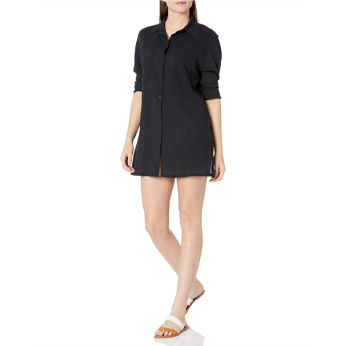 Womens La Blanca Island Fare Camp Shirt Cover-Up