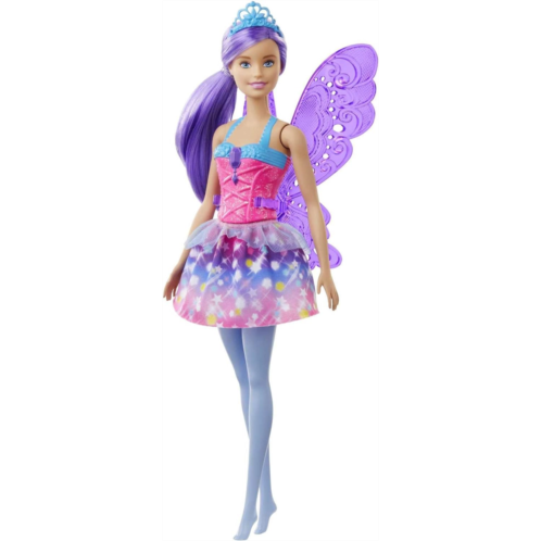 Barbie Dreamtopia Fairy Doll, 12-inch, with Purple Hair and Wings, Gift for 3 to 7 Year Olds
