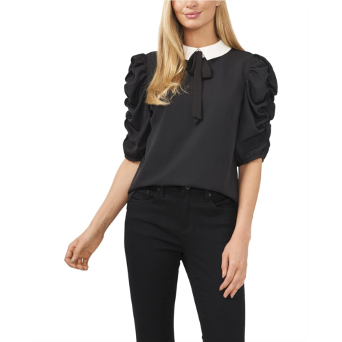 CeCe 3/4 Sleeve Collared Blouse w/ Ruffle Sleeve Detail