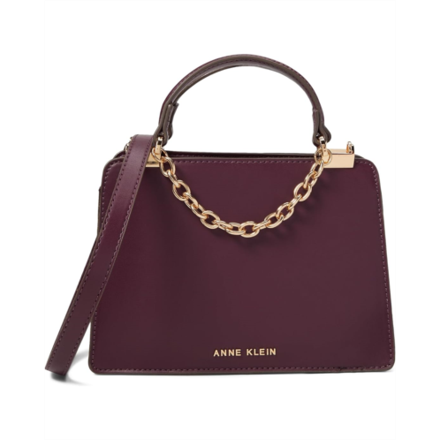 Anne Klein Mini Convertible Snake Trimmed Satchel with Swag Chain