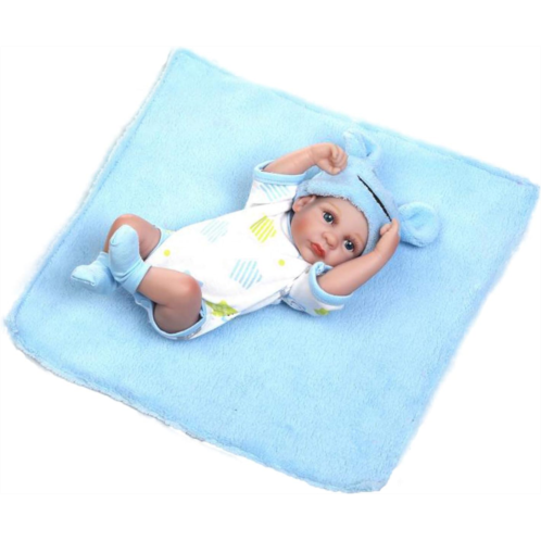 TERABITHIA Miniature 10 Realistic Adorable Newborn Baby Doll Kits Silicone Full Body Washable for Boy