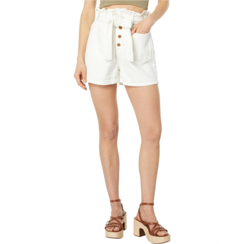 Blank NYC White Twill Paperbag Shorts in Far Away