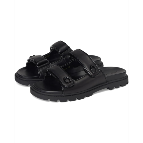Womens COACH Sculpted C Leather Double Band Sandals