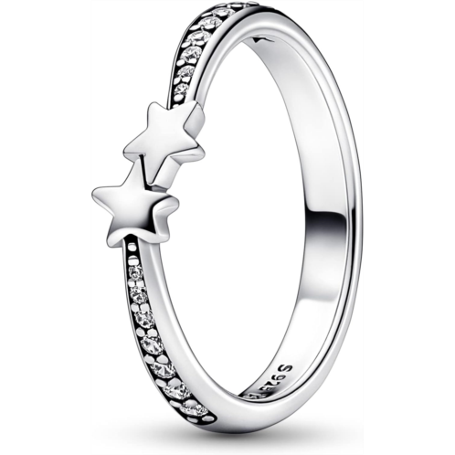 Pandora Shooting Stars Sparkling Ring - Celestial Ring for Women - Layering or Stackable Ring - Sterling Silver with Clear Cubic Zirconia - Size 7