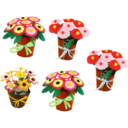 Generic 5 Sets Handmade Potting Material Kid Toy Suit Felt Flower Making Kit Artificial Plant Hand Decor Spring Gifts Gift DIY Mother s Day Flowers Bouquet Non-Woven Fabric