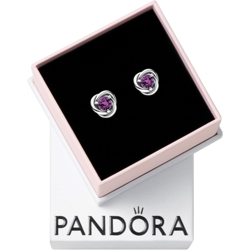 PANDORA February Purple Eternity Circle Stud Earrings - Sterling Silver Birthstone Earrings with Man-Made Stones for Women - Gift for Her - With Gift Box