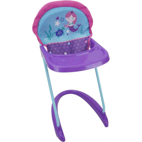 509 Crew Mermaid Doll Highchair - Kids Pretend Play Highchair w/Front Tray & Safety Harness, Feeding Playtime Ages 3+