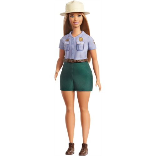 Barbie 12-in Blonde Curvy Park Ranger Doll with Ranger Outfit Including Denim Shirt, Green Khaki Shorts, Brown Belt, Brown Boots & Straw Hat; for Ages 3 Years Old & Up